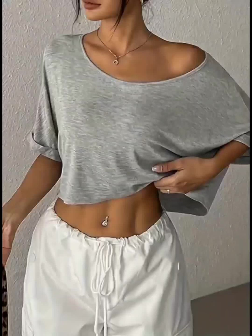 Schulterfreies Crop Top Dreier Set