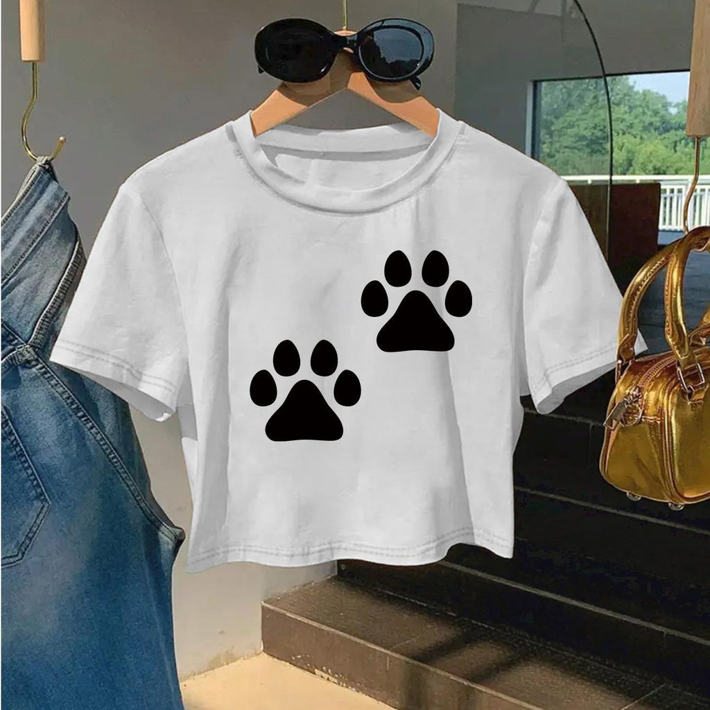 Kurzarm-T-Shirt mit verspieltem Pfotenabdruck