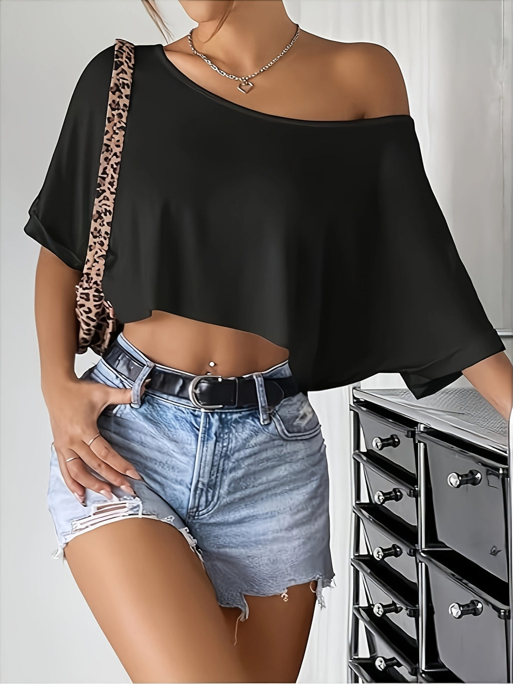 Schulterfreies Crop Top Dreier Set