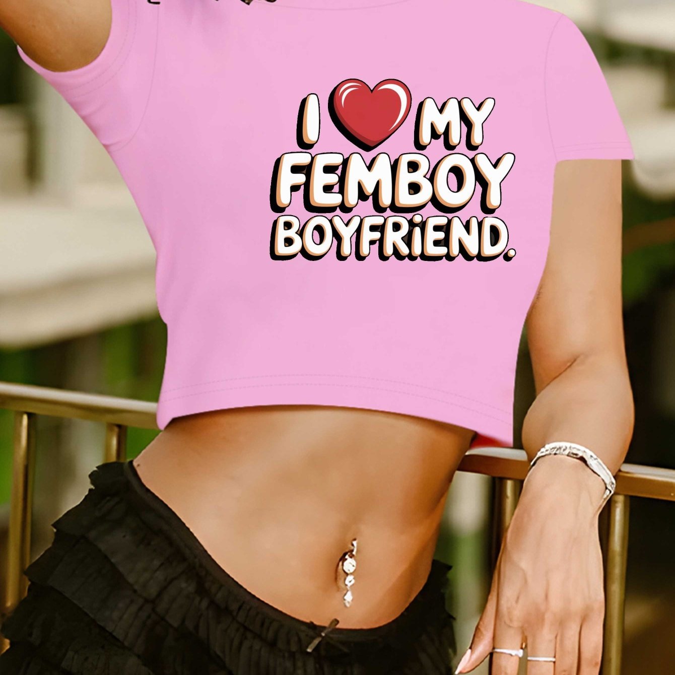 "I Love My Femboy Boyfriend" Graphic Crop Top