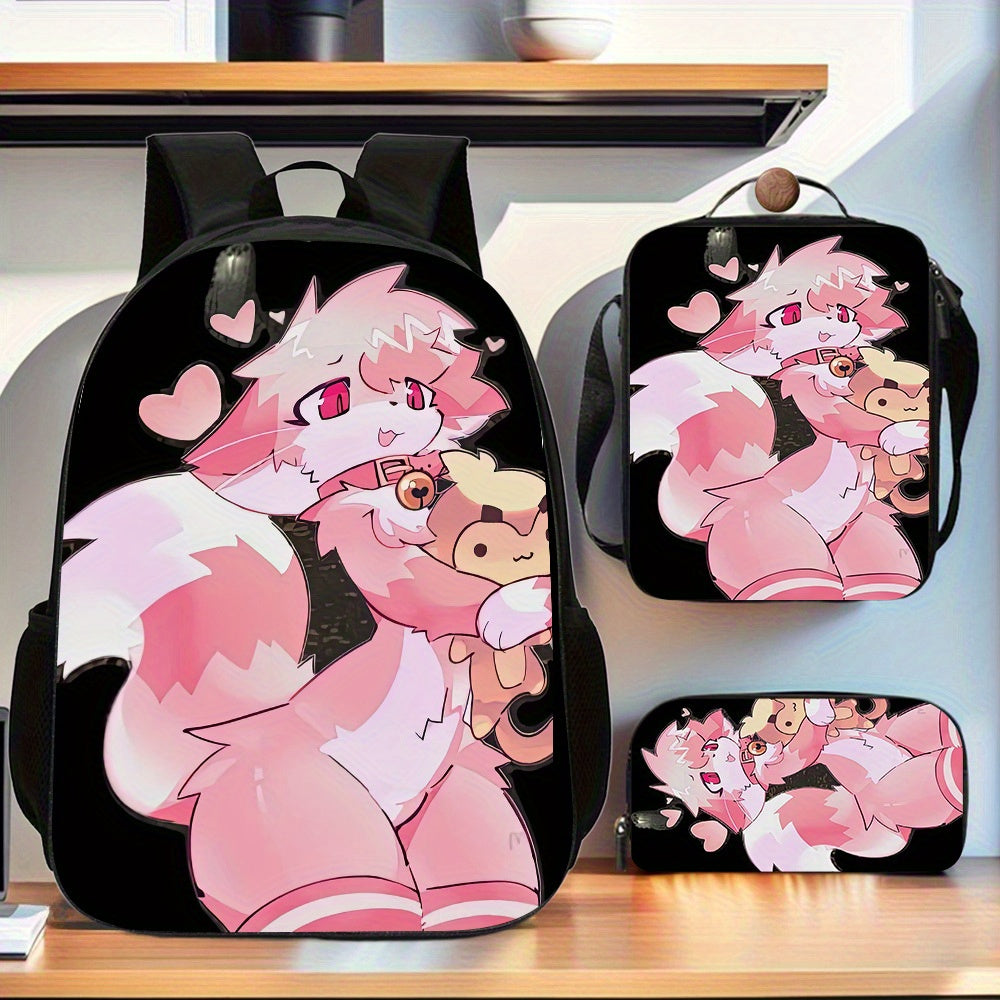 3er-Set Rucksack mit charmanten Kätzchen-Motiven