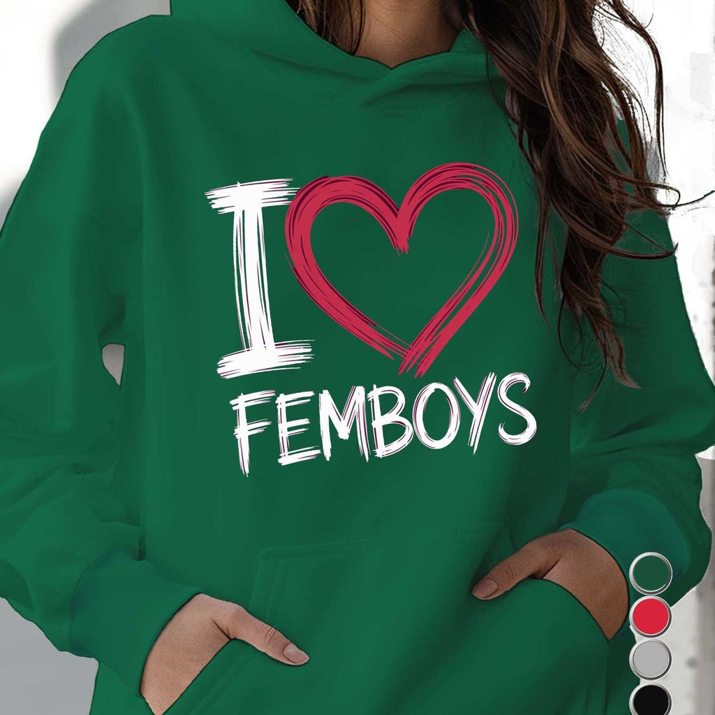 I Love Femboys Herz Design Hoodie