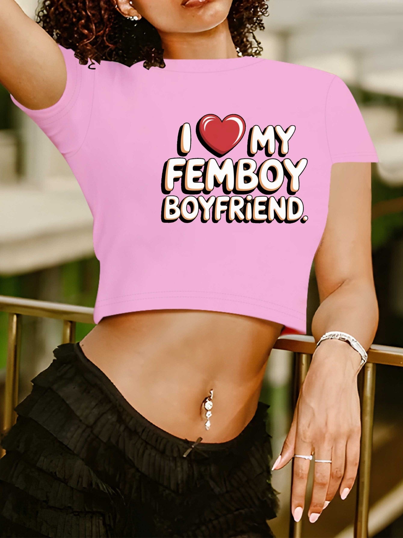 "I Love My Femboy Boyfriend" Graphic Crop Top