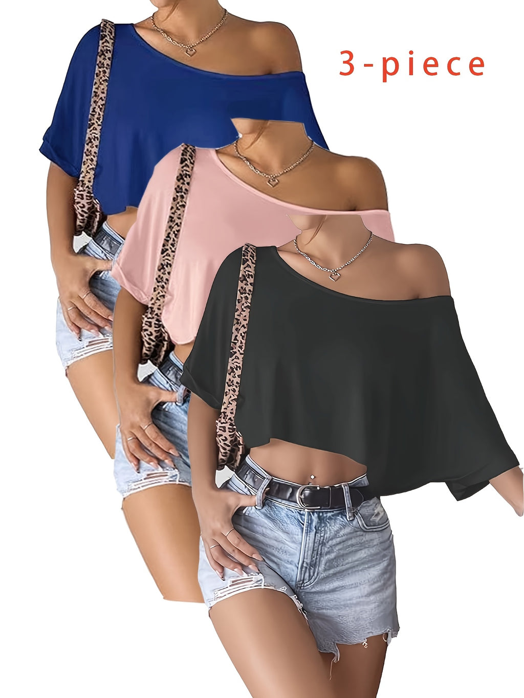 Schulterfreies Crop Top Dreier Set
