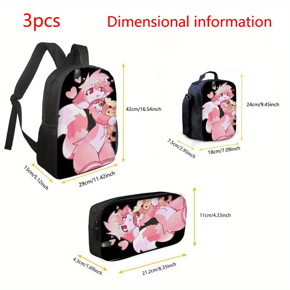 3er-Set Rucksack mit charmanten Kätzchen-Motiven