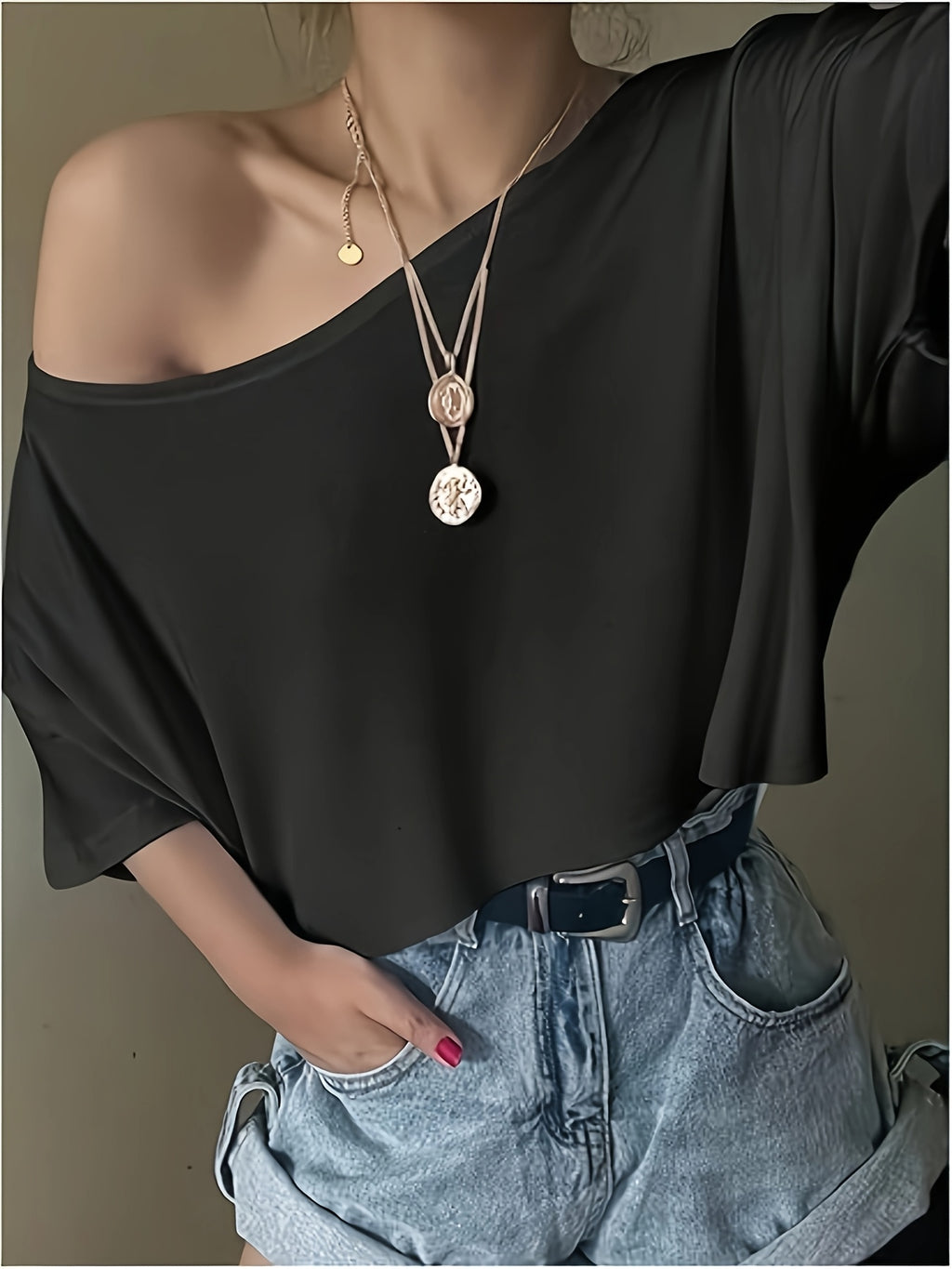 Schulterfreies Crop Top Dreier Set